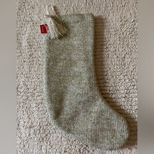 Wondershop Gold Tinsel Woven Elegant Cream Knit Christmas Stocking